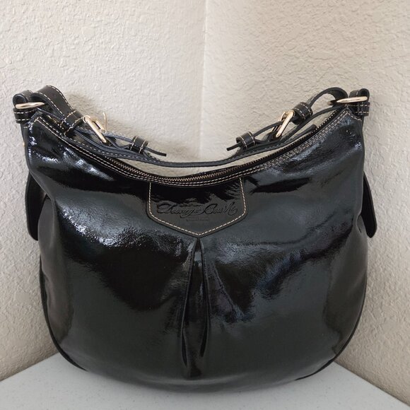 Dooney & Bourke Fall Winter Handbag Black Patent Leather Shoulder Purse - Picture 1 of 16